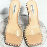 Steve Madden  Zaylee Clear Rhinestone Mule Heels Nude Size 8.5M Square Toe Photo 0
