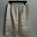 J.Crew  Collection Metallic Gold and Silver Chevron Print  Pencil Skirt Size 8 Photo 5