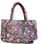 Juicy Couture  Tote Vinyl Gray Purple White Flowers Bag Leather Trim Photo 1
