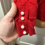Loft Red Long Sleeve Sweater with Pearl Accents on Sleeves in M Photo 1