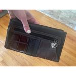 Brighton ‎ Brown Croc Embossed Leather Wallet Organizer Floral Accent Photo 8