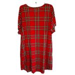 JoySpun Sleepshirt Womens L/XL Red Plaid Snuggle Graphic Print Above Knee Pocket Size L Photo 1