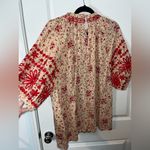 Savanna Jane Floral Print 3/4 Sleeve Mock Neck Peasant Western Embroidery Top 1X Red Photo 6
