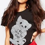 Zoe Karssen Black Break Your Heart Cat Graphic T Photo 2