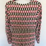 BODEN Geometric Print Long Sleeve Ruched Sheath Dress Size 8 Pink Green White Photo 8