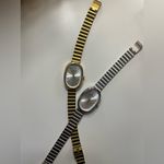 Gold Oval Wristwatch with Silver Dial Photo 3