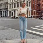 ZARA Long Sleeve Ribbed Crop Top Rhinestone Fringe in Oyster White Size Medium Photo 4