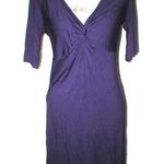 Three Dots New  Dark Purple L Womens Dress Viscose Short Sleeve V Neck USA Photo 0