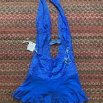 Frederick's of Hollywood NWT BLUE STRETCH LACE HALTER THONG MINI DRESS Photo 4