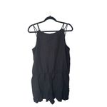 Lou & grey  Medium Linen Black‎ Romper With Zipper Pockets Waist Drawstring Photo 2
