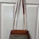 Vince Camuto Two-Tone Snakeskin Shoulder Bag-Gold Chain Leather Strap Tan & Sage Photo 7