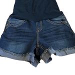 Haute Mama Maternity Pregnancy Distressed Denim Cuffed Jean Shorts Small NWOT Blue Size undefined Photo 2