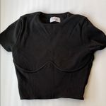 Oh Polly  black ribbed fitted crop top 2 Photo 0