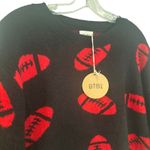Bibi Football Game Day Short Sleeve Sweater Womens Large Black Red Preppy Casual Photo 1