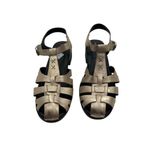 Lucky Brand 11 Womens Metallic Gold Strappy Sandals With Block Heels & Buckle Photo 1