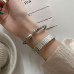 Boutique NEW Solid Unisex Braided Bar 925 Sterling Silver Cuff‎ Bracelet, Adjustablee Photo 13