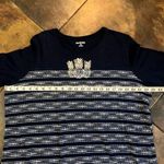 kim rogers  Navy Pineapple Crew Neck Top Quarter Sleeves Size XXL Photo 4