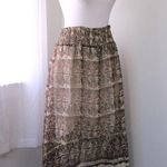 Brown & Cream Abstract Print Elastic Waist High Low Midi Skirt Size M Photo 1