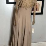 Jovani  Evening Long Sleeve Beaded Illusion Beige Gatsby Deco Formal Keyhole Gown Photo 0