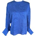 Etro Paisley Silk Puff Sleeve Blouse in Blue Size 38 (IT)/Small Photo 1