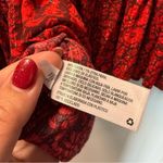 Knox Rose Deep V-Neck Red Floral Flowy Balloon Sleeve Blouse Monochrome XL Photo 6