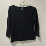 Gap  basic shirt 3/4 Sleeve Medium Black Boat Neck Capsule Rayon Polyester Y2K Photo 1