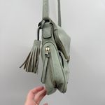 Sage Green Faux Leather Crossbody Bag Women’s Adjustable Strap Tassel Pocket Photo 8