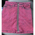 Hot Topic  Red Acid Wash Denim Skirt Women's XS Front Full-Zip Goth Punk New Photo 0