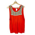 Ella Moss Orange Embroidered Scoop Neck Y2K Tank Top L Photo 0