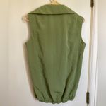 Ellen Tracy 🌞 Avocado Lime Green Drape Collared Sleeveless Blouse #Gr Photo 7