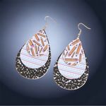 Handmade Water drop shape 3 layer faux leather light weight teacher‎ dangle earrings Photo 6
