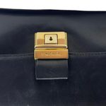 Perlina Vintage:  New York  Slide Lock Crossbody Messenger Bag  Black Leather  Photo 7