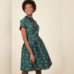 Modcloth Uniqueness on Offer Brocade Beatle Insect Shirt Dress Green Size 2X Photo 2