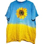 Disney Vintage  Pocahontas T-Shirt Y2K Short Sunflower Blue Yellow Ombre XL Photo 0