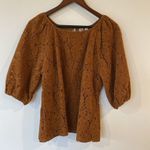 DOLAN Anthropologie Floral Norah Corduroy Pullover Blouse Brown Large Photo 4