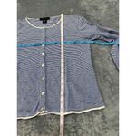 Boston Proper Blue White Striped Button Up Long Sleeve Classic Cardigan Small Photo 2