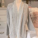 Pink Rose Soft Comfy Crochet Cardigan Sweater Long Gray White Blend Photo 0