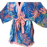 Peyton & Parker Swimsuit Cover Up Kimono Size XS Tropical Resort Wear Vacation Blue Photo 1