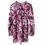 Kaari Blue  size medium hi low tunic purple floral pattern elastic cuff sleeve Photo 0