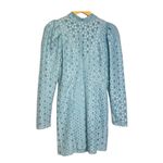 WAYF  Dress Size Small Metallic Puff Long Sleeve Mini in Powder Blue Back Zip‎ Photo 1