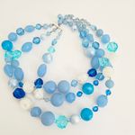 Western Germany Triple Strand Graduated Blue Faceted Bead Necklace Photo 5