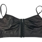 SheIn Black Faux Leather Hook Front Crop Bralette Top Corset Style Photo 0