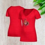Adidas Ottawa Senators Women's Distressed Logo V-Neck T-Shirt in Red 2XL Photo 0