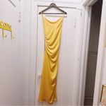 Ramy Brook  Satin Draped Maxi Dress Canary Yellow Photo 5