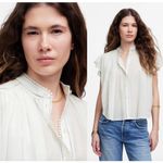 Madewell  | NWT Shirred Lace-Trim Top in White | Sz XS Photo 1