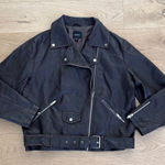 Boohoo Biker Jacket Faux Leather Belted Size US 8 Chocolate Brown Photo 0