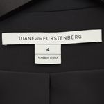 Diane Von Furstenberg  Womens Draped Jacket Black Leather Sleeve Blazer US 4 Photo 3