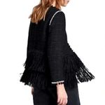 ZARA Tweed Fringe Pom Pom Tassels Lined Boucle Jacket Blazer Black Size XS Photo 9