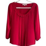Loft  Red pleated blouse womens size XS Grannycore office business Photo 0