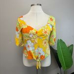 Modcloth Yellow Floral Cropped Top - Size XL Photo 2